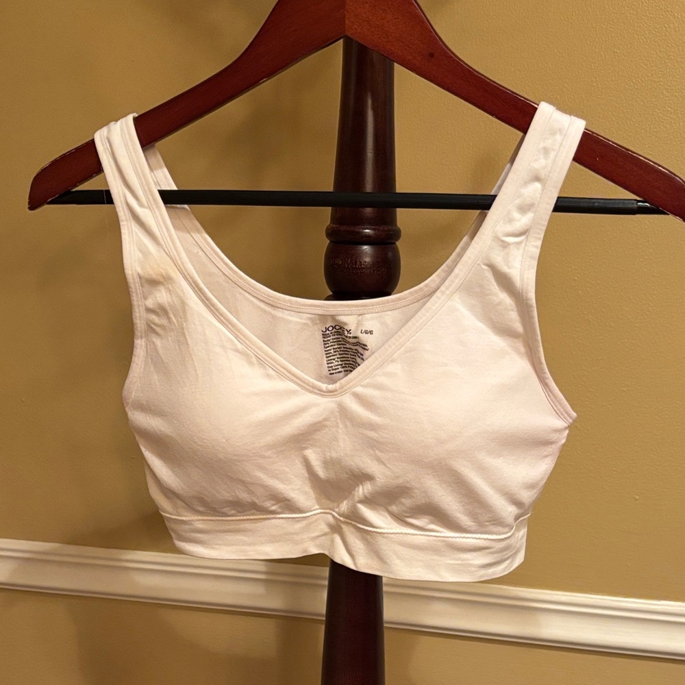 Jockey White V-Neck Light Sipport Sports Bra